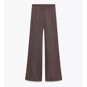 Zara NWT METALLIC THREAD PALAZZO PANTS